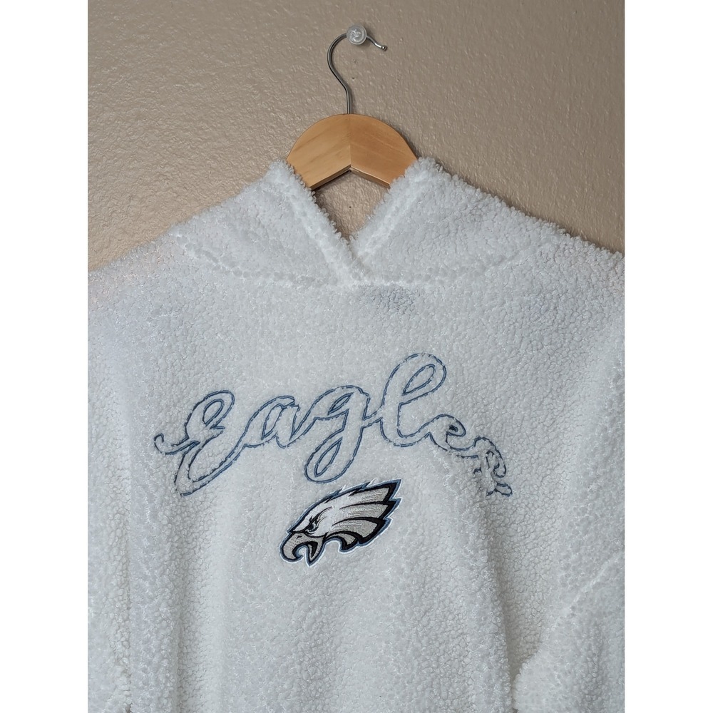 NFL Sherpa Hoodie Women XL White Philadelphia Eagles Gameday Fleece Pullover - Picture 3 of 15